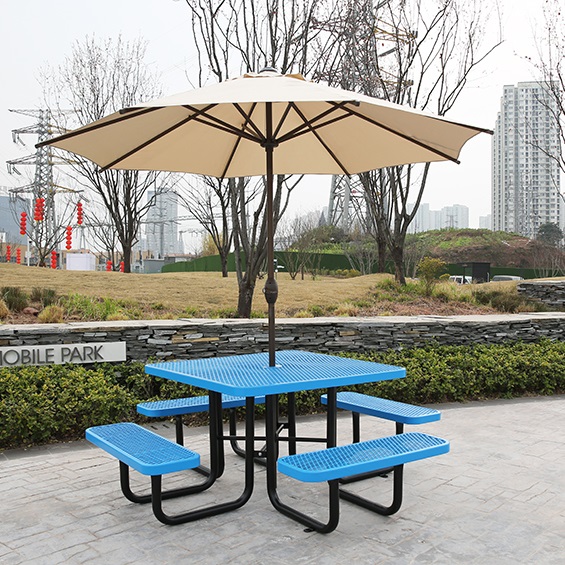 Single_Source_Supply_metal_picnic_table_blue_bench_not_portable_thermoplastic_outdoor_toronto_Ontario_Canada_Square_Diamond_Pattern_2