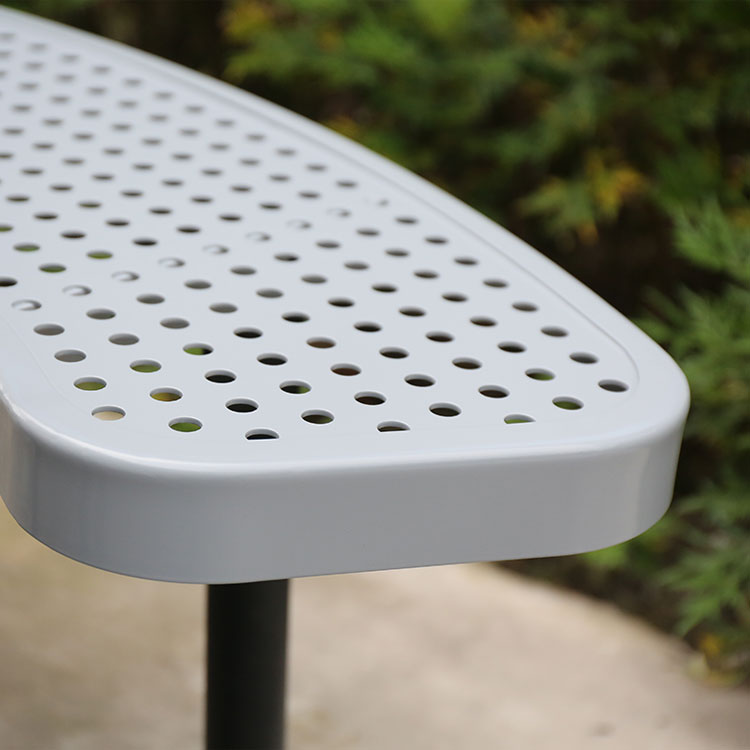 Perforated Steel Outdoor Round Picnic Table with Umbrella Hole - Image 5
